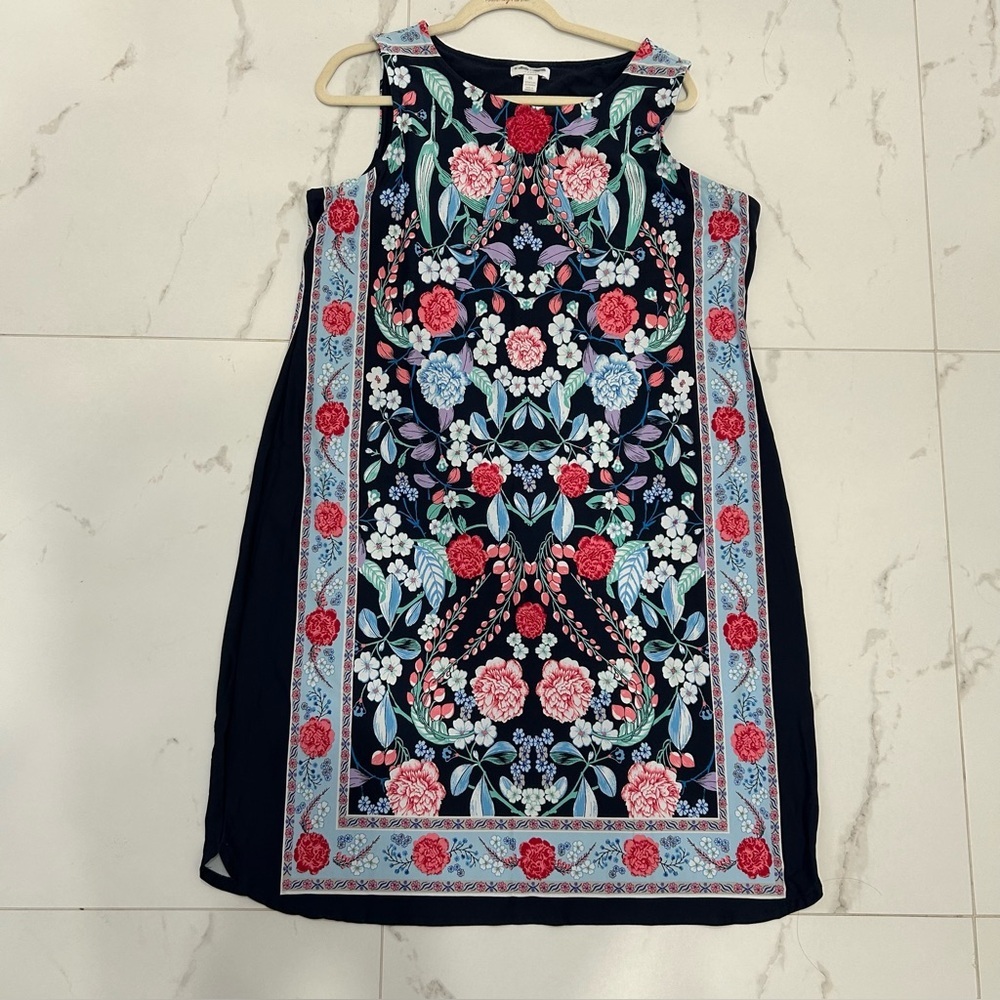 Charter Club slimming shift dress size XL Blue Floral Jersey Knit